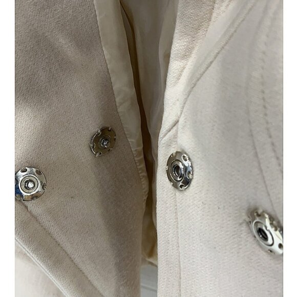 🤍 Versace Ivory Wool-Blend Peacoat 2005 Runway Collection Italy Size 12 Rare - Picture 7 of 13